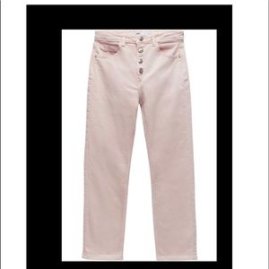 Buttoned high rise slim jeans dusty pink
